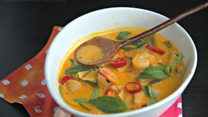 Curry de piña y camarones